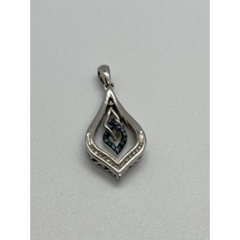 925 Sterling Silver Blue & White Spinel Pendant Length 33 Mm