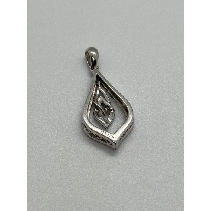 925 Sterling Silver Blue & White Spinel Pendant Length 33 Mm