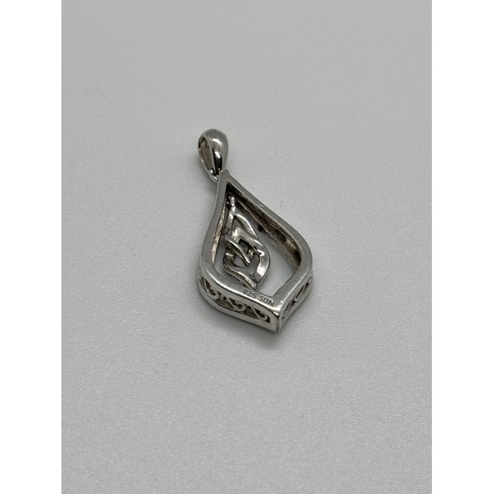 925 Sterling Silver Blue & White Spinel Pendant Length 33 Mm