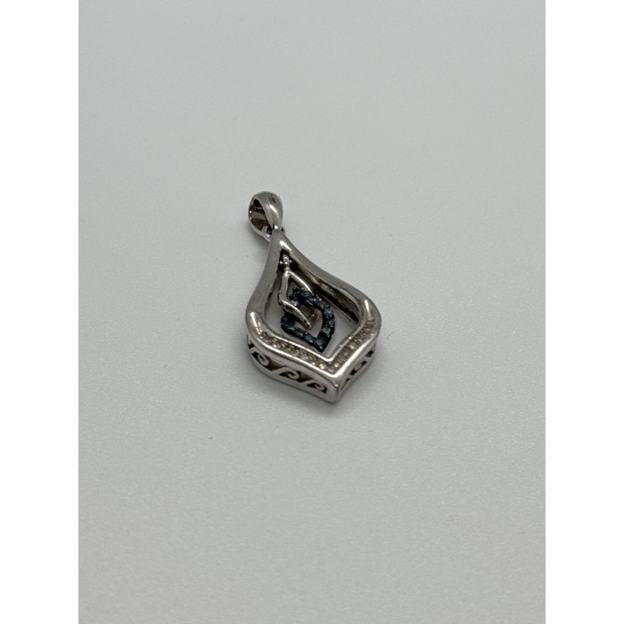 925 Sterling Silver Blue & White Spinel Pendant Length 33 Mm