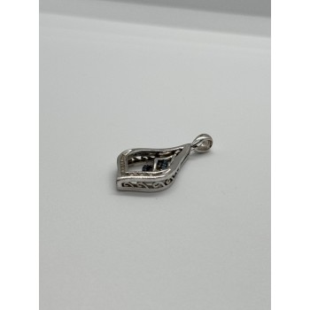 925 Sterling Silver Blue & White Spinel Pendant Length 33 Mm
