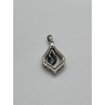 925 Sterling Silver Blue & White Spinel Pendant Length 33 Mm