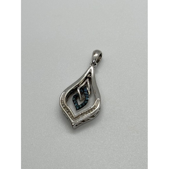 925 Sterling Silver Blue & White Spinel Pendant Length 33 Mm