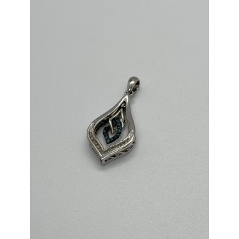 925 Sterling Silver Blue & White Spinel Pendant Length 33 Mm