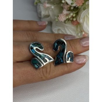 Vintage Taxco 925 Sterling Silver Turquoise Earrings Length 0.92 Inch