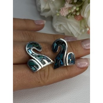 Vintage Taxco 925 Sterling Silver Turquoise Earrings Length 0.92 Inch