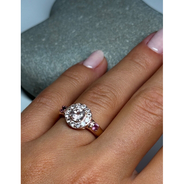 925 Sterling Silver Gold Plated Spinel Ring Size 7