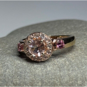 925 Sterling Silver Gold Plated Spinel Ring Size 7