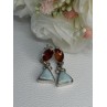 925 Sterling Silver Amber & Larimar Earrings Length 1.30 Inch