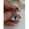 925 Sterling Silver Amber & Larimar Earrings Length 1.30 Inch