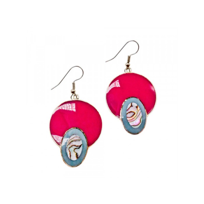 925 Sterling Silver Haliotis & Enamel Earrings