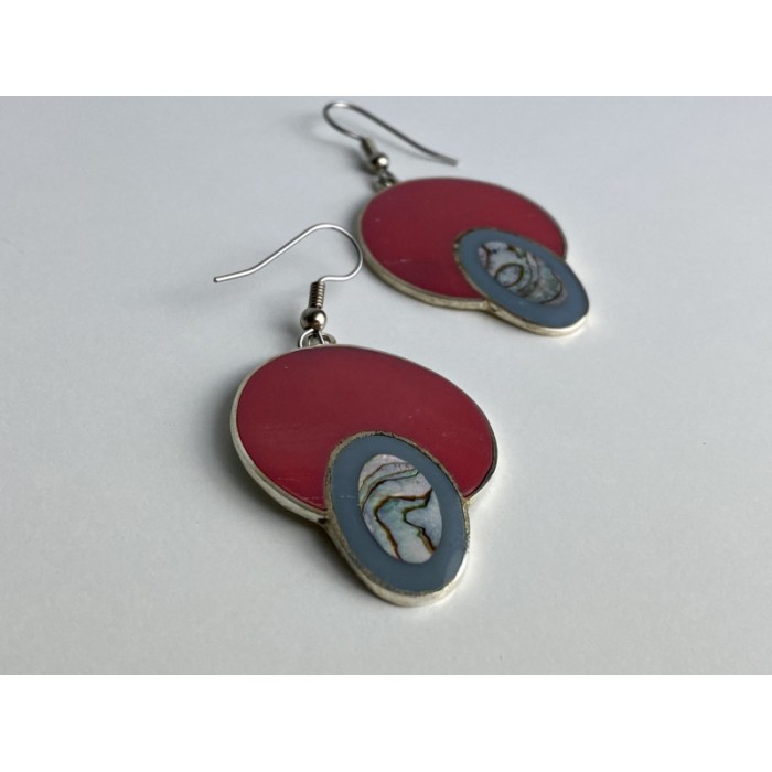 925 Sterling Silver Haliotis & Enamel Earrings
