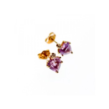 14K YELLOW GOLD AMETHYST & DIAMONDS 