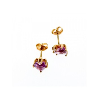 14K YELLOW GOLD AMETHYST & DIAMONDS 