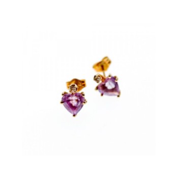 14K YELLOW GOLD AMETHYST & DIAMONDS 