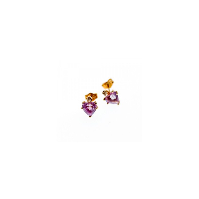 14K YELLOW GOLD AMETHYST & DIAMONDS 