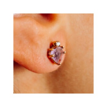 14K YELLOW GOLD AMETHYST & DIAMONDS 