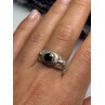 Vintage 925 Sterling Silver Black Enamel Face Ring Size 8