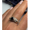 Vintage 925 Sterling Silver Black Enamel Face Ring Size 8