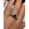 Vintage 925 Sterling Silver Black Enamel Face Ring Size 8