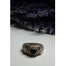 Vintage 925 Sterling Silver Black Enamel Face Ring Size 8