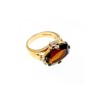 925 STERLING SILVER GOLD PLATED HESSONITE & DIAMONDS RING SIZE 5.5