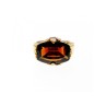925 STERLING SILVER GOLD PLATED HESSONITE & DIAMONDS RING SIZE 5.5