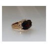 925 STERLING SILVER GOLD PLATED HESSONITE & DIAMONDS RING SIZE 5.5