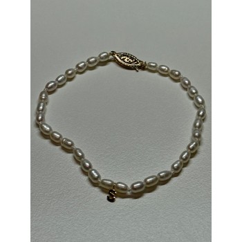 18K YELLOW GOLD BRACELET FRESHWATER PEARLS SIZE 7.5