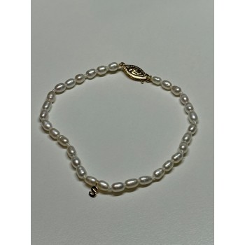 18K YELLOW GOLD BRACELET FRESHWATER PEARLS SIZE 7.5