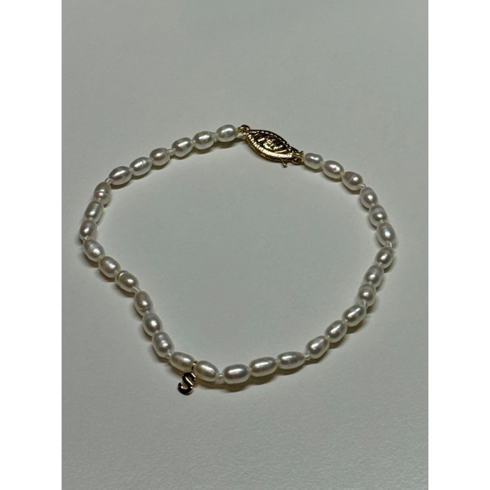 18K YELLOW GOLD BRACELET FRESHWATER PEARLS SIZE 7.5