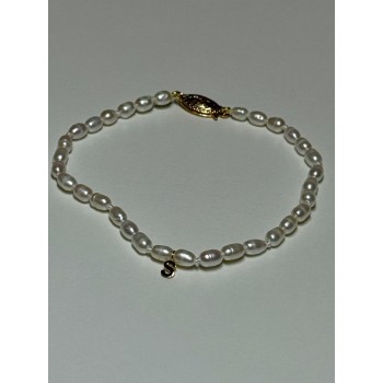 18K YELLOW GOLD BRACELET FRESHWATER PEARLS SIZE 7.5