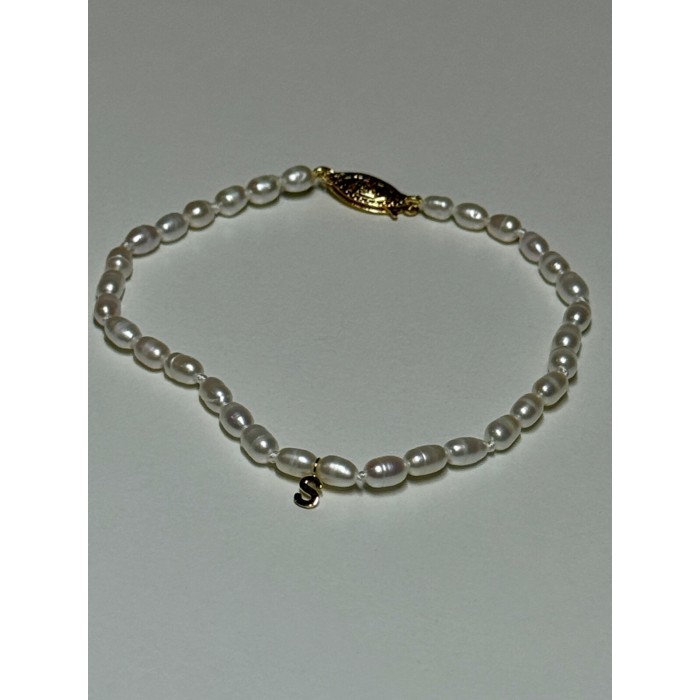 18K YELLOW GOLD BRACELET FRESHWATER PEARLS SIZE 7.5