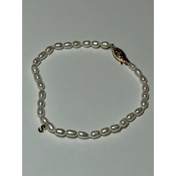 18K YELLOW GOLD BRACELET FRESHWATER PEARLS SIZE 7.5