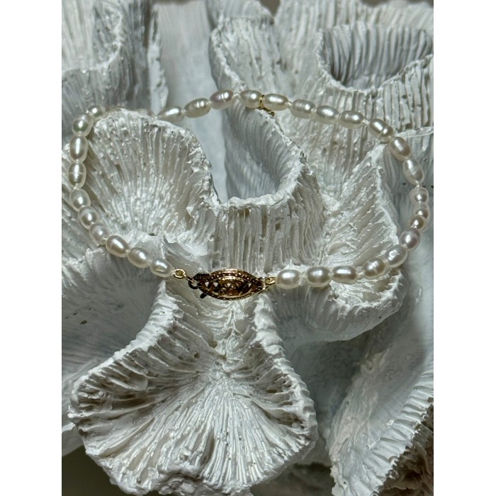 18K YELLOW GOLD BRACELET FRESHWATER PEARLS SIZE 7.5