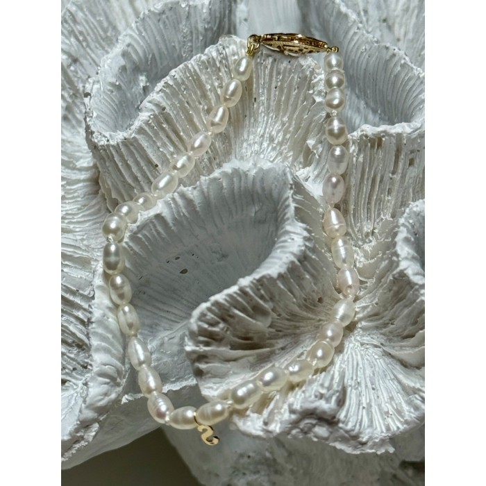 18K YELLOW GOLD BRACELET FRESHWATER PEARLS SIZE 7.5