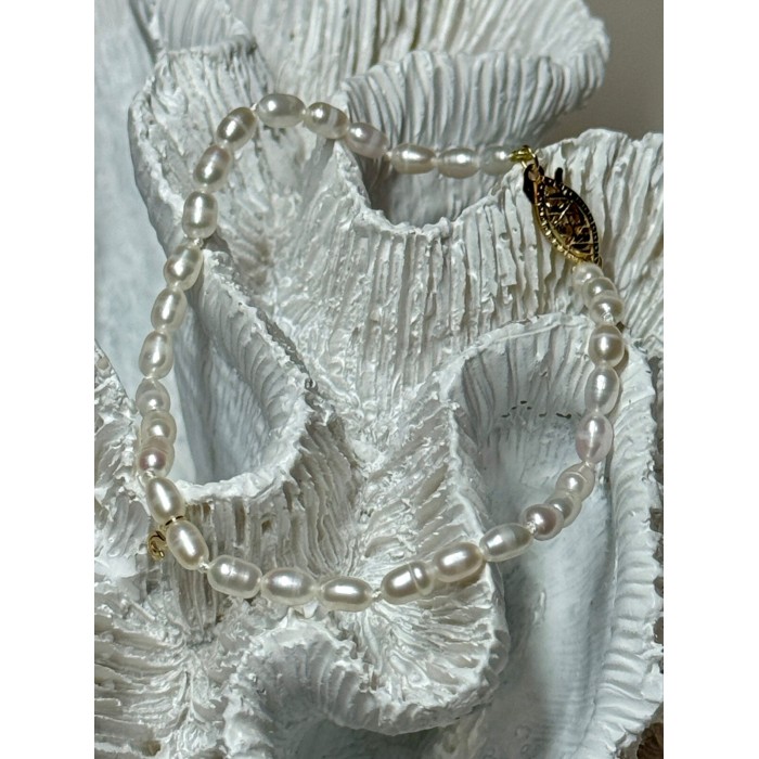 18K YELLOW GOLD BRACELET FRESHWATER PEARLS SIZE 7.5