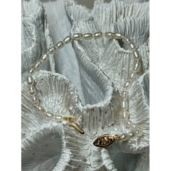 18K YELLOW GOLD BRACELET FRESHWATER PEARLS SIZE 7.5