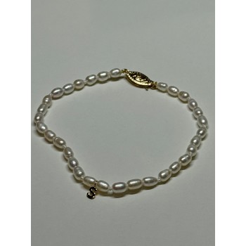 18K YELLOW GOLD BRACELET FRESHWATER PEARLS SIZE 7.5