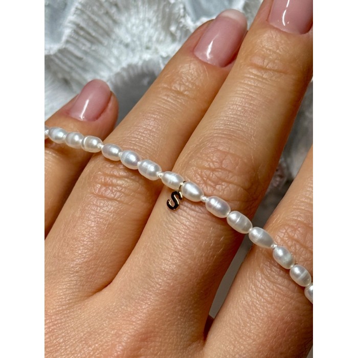 18K YELLOW GOLD BRACELET FRESHWATER PEARLS SIZE 7.5