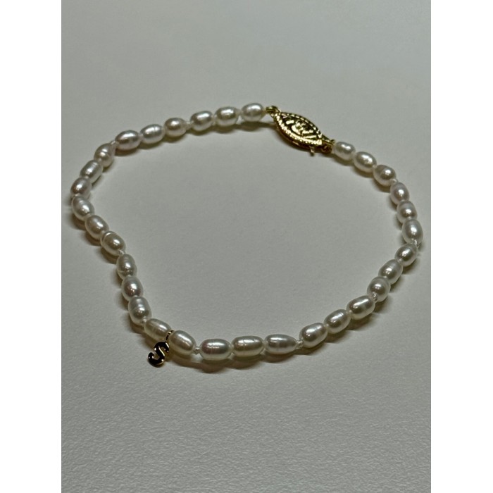 18K YELLOW GOLD BRACELET FRESHWATER PEARLS SIZE 7.5