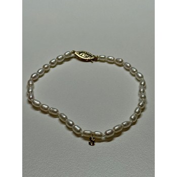 18K YELLOW GOLD BRACELET FRESHWATER PEARLS SIZE 7.5