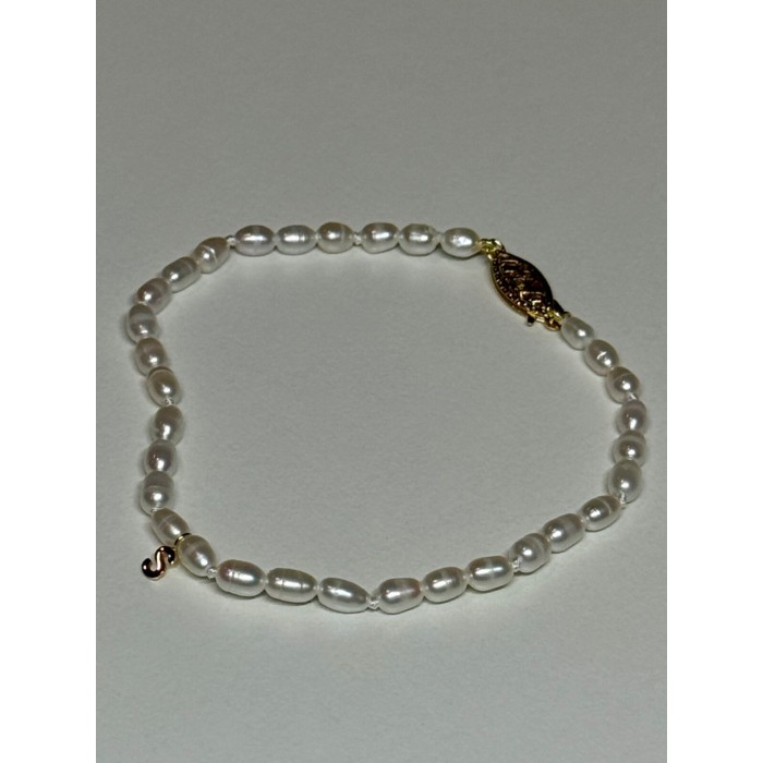 18K YELLOW GOLD BRACELET FRESHWATER PEARLS SIZE 7.5