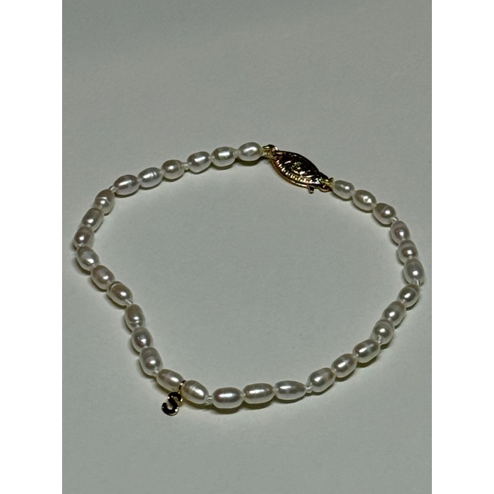 18K YELLOW GOLD BRACELET FRESHWATER PEARLS SIZE 7.5