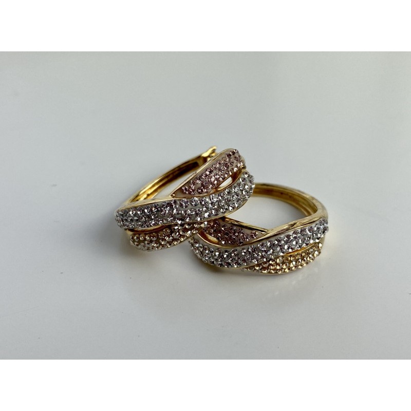 925 Sterling Silver Gold Plated Multicolor CZ Hoop Earrings