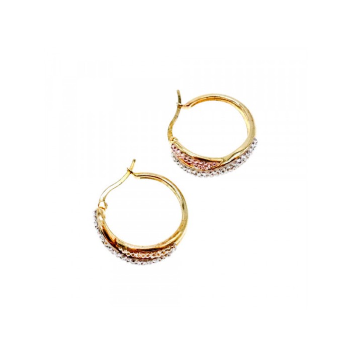 925 Sterling Silver Gold Plated Multicolor CZ Hoop Earrings