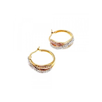 925 Sterling Silver Gold Plated Multicolor CZ Hoop Earrings