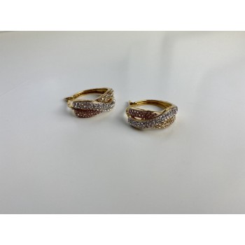 925 Sterling Silver Gold Plated Multicolor CZ Hoop Earrings