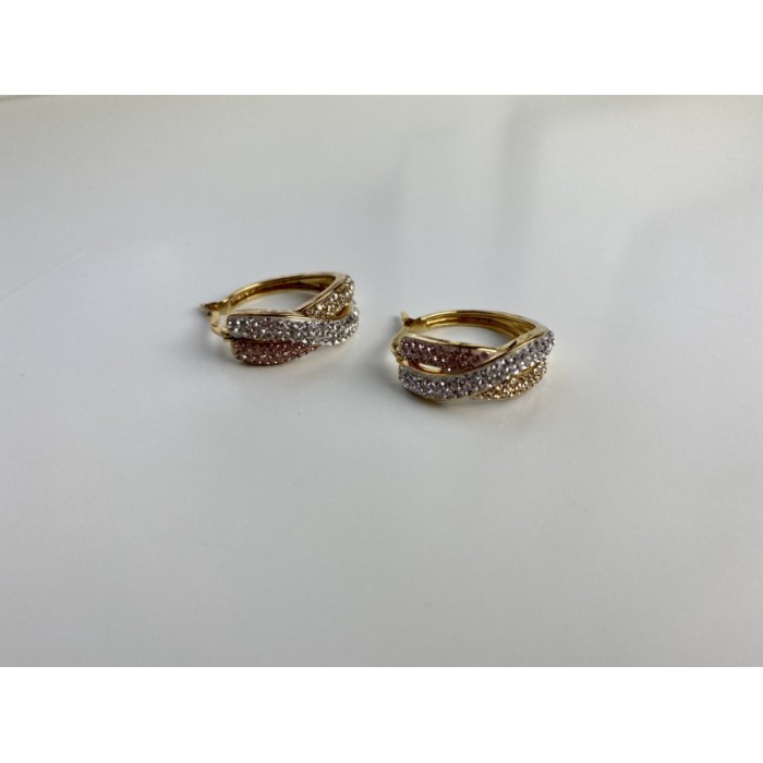 925 Sterling Silver Gold Plated Multicolor CZ Hoop Earrings