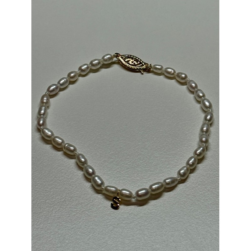 14K YELLOW GOLD BRACELET FRESHWATER PEARLS SIZE 7